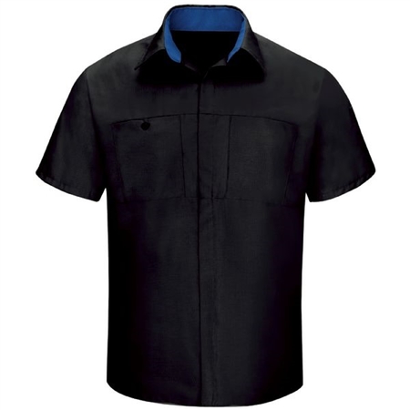 WORKWEAR OUTFITTERS Men's Long Sleeve Perform Plus Shop Shirt w/ Oilblok Tech Black/ Roayl Blue, 4XL SY32BR-RG-4XL